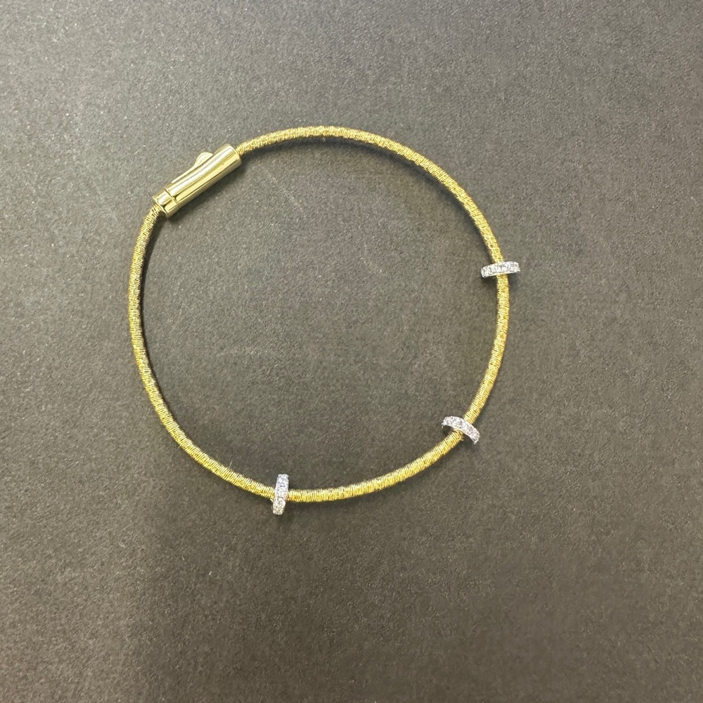 Gold-Tone Cable Bracelet with Pavé Accent Rings